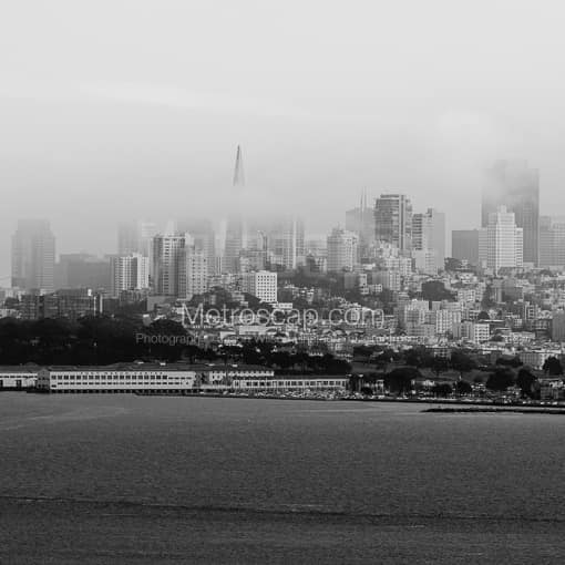 Downtown San Francisco Under Afternoon Fog -- San Francisco Black and White Photos