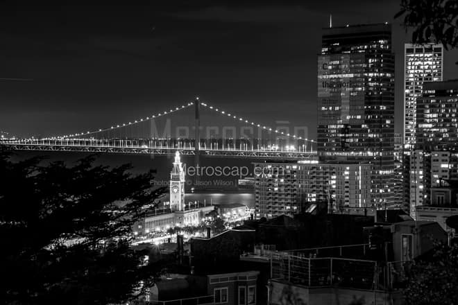 San Francisco Ferry Building from Telegraph Hill -- San Francisco Black and White Photos