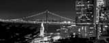 Panoramic San Francisco Ferry Building from Telegraph Hill black and white Photos