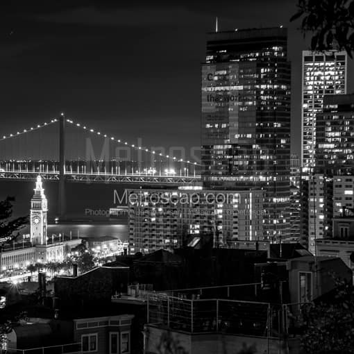 San Francisco Ferry Building from Telegraph Hill -- San Francisco Black and White Photos
