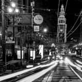 Square The Ferry Building Dressed up for SB50 black and white Photos