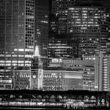 Square The Ferry Building at Night black and white Photos