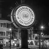 Square Fishermans Wharf at Night black and white Photos