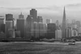 Horizontal Late Afternoon Fog Engulfs the San Francisco Skyline black and white Photos