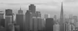 Panoramic Late Afternoon Fog Engulfs the San Francisco Skyline black and white Photos