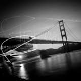 Square Fort Point and the Golden Gate Bridge black and white Photos