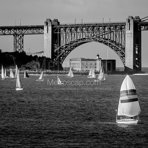 Fort Point and Sailboats on the San Francisco Bay -- San Francisco Black and White Photos