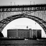 Square Fort Point under the Golden Gate Bridge black and white Photos