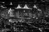 Horizontal The Fully Illuminated Bay Bridge at Night black and white Photos