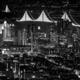 Square The Fully Illuminated Bay Bridge at Night black and white Photos