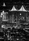 Vertical The Fully Illuminated Bay Bridge at Night black and white Photos