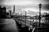 Horizontal Gaslights Line Pier 7 in San Francisco black and white Photos