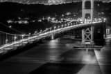 Horizontal The Golden Gate Bridge Camino Real Span at Night black and white Photos