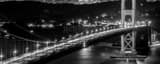 Panoramic The Golden Gate Bridge Camino Real Span at Night black and white Photos
