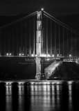 Vertical The Golden Gate Bridge from Coit Tower black and white Photos
