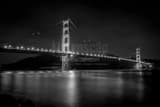 Horizontal The Golden Gate Bridge at Night black and white Photos