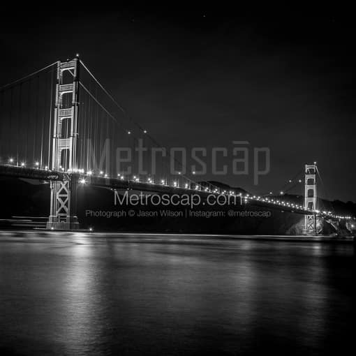 The Golden Gate Bridge at Night -- San Francisco Black and White Photos