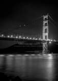 Vertical The Golden Gate Bridge at Night black and white Photos