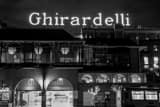 Horizontal Ghirardelli Square at Night black and white Photos
