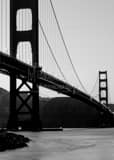 Vertical The Golden Gate Bridge at Dusk black and white Photos