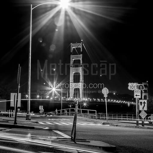 The Golden Gate Bridge at Night -- San Francisco Black and White Photos