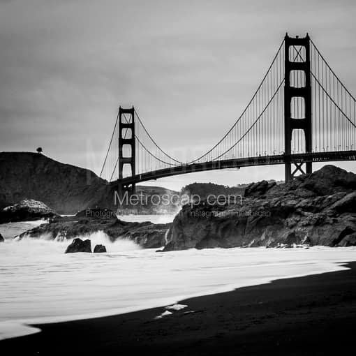 The Golden Gate Bridge from Baker Beach -- San Francisco Black and White Photos