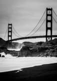 Vertical The Golden Gate Bridge from Baker Beach black and white Photos
