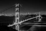 Horizontal The Golden Gate Bridge at Night from Battery Spencer black and white Photos