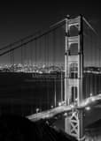 Vertical The Golden Gate Bridge at Night from Battery Spencer black and white Photos