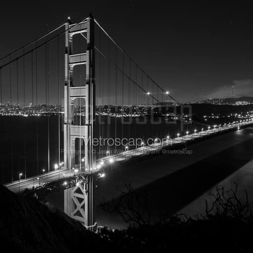 The Golden Gate Bridge from the Marin Headlands -- San Francisco Black and White Photos
