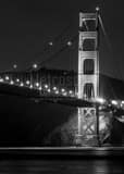 Vertical The Golden Gate Bridge and Marin Headlands at Night black and white Photos