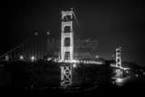 Horizontal The Golden Gate Bridge over San Francisco Bay at Night black and white Photos
