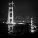 Square The Golden Gate Bridge over San Francisco Bay at Night black and white Photos