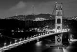 Horizontal The Golden Gate Bridge and Presidio at Night black and white Photos