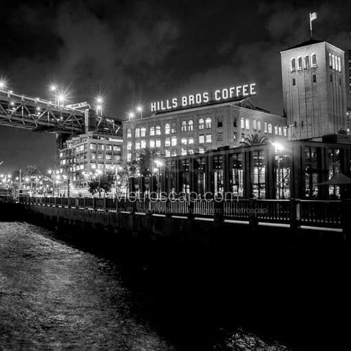 Hills Brothers Coffee at Night -- San Francisco Black and White Photos