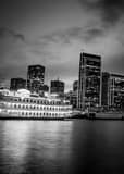 Vertical The Hornblower Booze Cruise Ship in San Francisco Bay black and white Photos