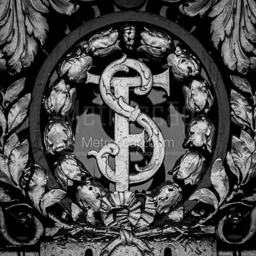 An Ornate Interlocked SF on City Hall -- San Francisco Black and White Photos