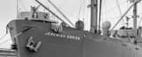 Panoramic The Jeremiah O'Brien Ship in San Francisco Bay landscape black and white Photography