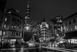 Horizontal Kearny at Columbus Ave at Night black and white Photos