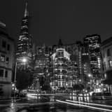 Square Kearny at Columbus Ave at Night black and white Photos