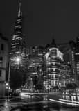 Vertical Kearny at Columbus Ave at Night black and white Photos