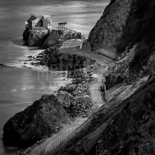 The Lime Point at the Base of the Golden Gate Bridge -- San Francisco Black and White Photos