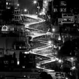 Square Lombard Street at Night black and white Photos
