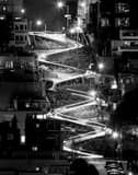 Vertical Lombard Street at Night black and white Photos