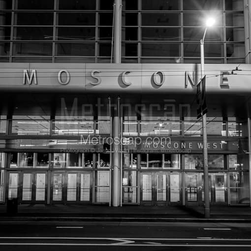 The Moscone Center at Night -- San Francisco Black and White Photos