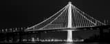 Panoramic The Eastern Span Oakland Side Bay Bridge at Night black and white Photos