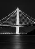 Vertical The Eastern Span Oakland Side Bay Bridge at Night black and white Photos