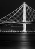 Vertical The New Bay Bridge on Clipper Cove at Night black and white Photos