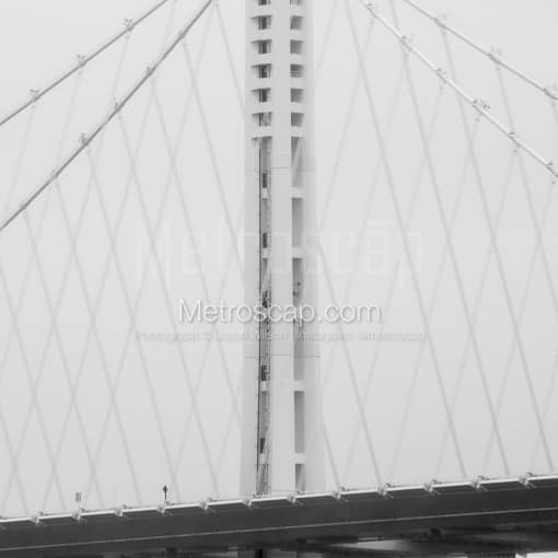 The Lone Spire of the Eastern Bay Bridge Under Mist and Fog -- San Francisco Black and White Photos