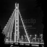 Square The Oakland--San-Francisco Bay Bridge at Night black and white Photos